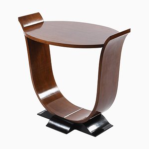 Tavolino Art Déco ovale con ripiano a forma di U, Italia