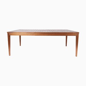 Couchtisch aus Teak mit roten Fliesen im dänischen Design, 1960er