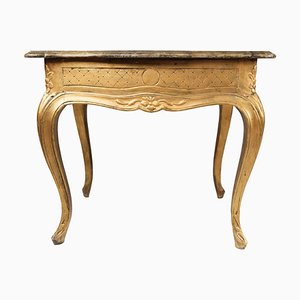 Table d'Appoint Renouveau Rococo avec Plateau en Marbre et Cadre en Bois Doré, 1860s