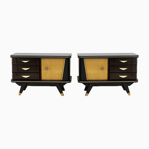 Dutch Wooden Nightstands, 1950s, Set of 2