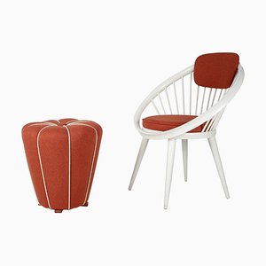 Sessel mit Hocker, 1950er, 2er Set