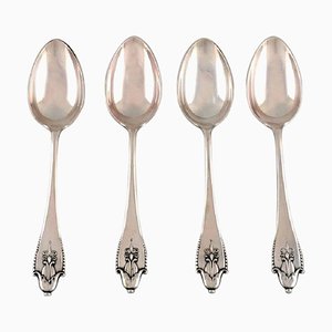 Cucchiai da dessert in argento 830 di Georg Jensen Akkeleje, anni '20, set di 4