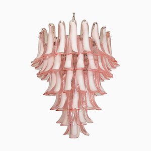 Large Pink Murano Glass Chandelier in the Style of Mazzega