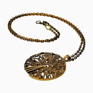 Round Sunshaped Vintage Bronze Necklace, 1960-1970s