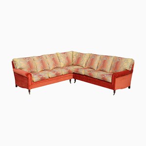 Signature Large 7 Seater Corner Sofa with Floral Velour Upholstery by George Smith