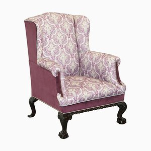 Victorian Restored and Reupholstered Claw and Ball Feet Wingback Armchair