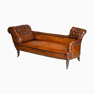 Antique Victorian Whisky Brown Leather Chesterfield Sofa