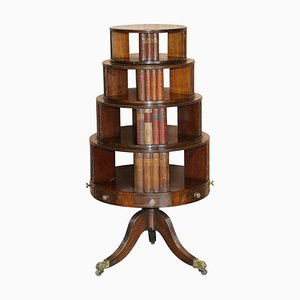 Regency Revolving Hardwood Library Bookcase with Faux Books, 1810s