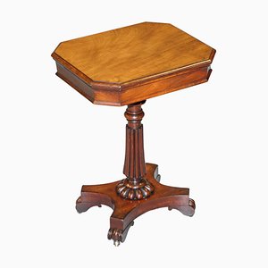Tavolino Guglielmo IV antico in legno massiccio con cassetto, inizio XIX secolo