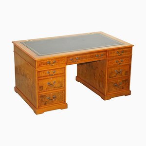 Burr Walnut Partner Desk with Computer Compartment