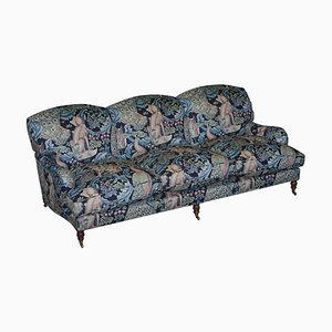 Scroll Arm Sofa in William Morris Forest Linen by George Smith