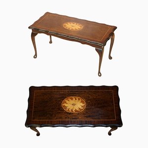 Mesa de centro o de cóctel Sheraton vintage de madera dura y madera satinada