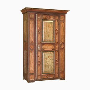 European Sumlime Hand-Painted Wardrobe or Hall Cupboard in Oak Wood, 1800s