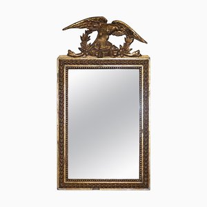 Espejo Regency de gesso dorado con águila grande tallada a mano, década de 1800