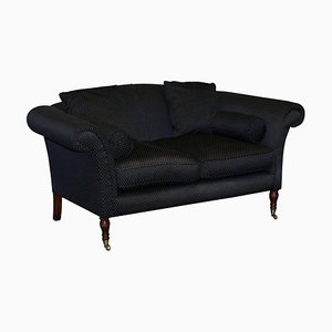 Handgefertigtes Sofa in Schwarz & Silber mit Gestell aus Hellem Hartholz