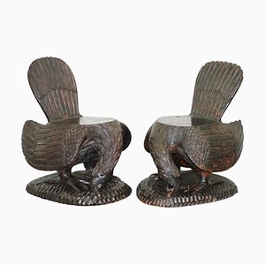 Fauteuils Aigle en Bois Massif Sculpté à la Main, États-Unis, 1900s, Set de 2