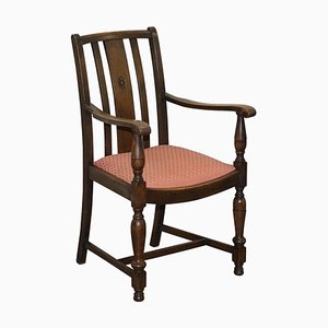English Oak Carver Occasional Armchair with Timber Patina, 1940s
