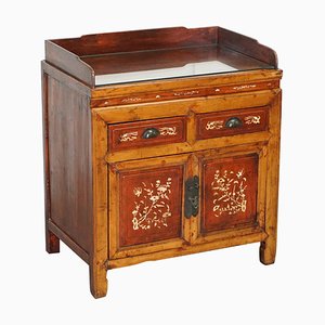 Antique Chinese Redwood Lacquered Inlaid Sideboard