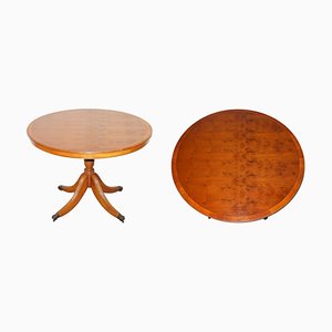 Burr Yew Wood Round Tilt-Top Dining Table