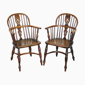 Fauteuils Windsor en Bois d'If et Orme, 1860s, Set de 2