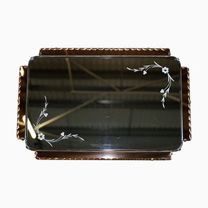 Espejo biselado francés Art Déco grabado