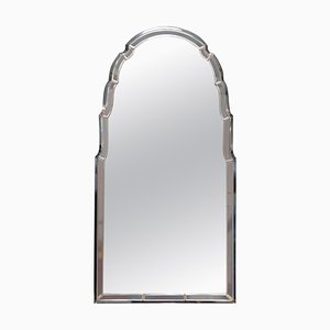 Art Déco Pfirsichglas Angeschrägter Venezianischer Steeple Top Spiegel