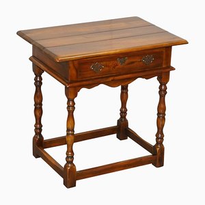 Large Hardwood Side Table with Single Drawer Campaign from Theodore Alexander