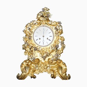 Large French Gold Gilt & Bronze Decorative Mantle Clock, 1860s