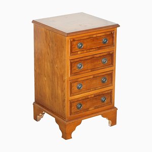Georgian Style Burr Yew Wood Side Table Chest of Drawers