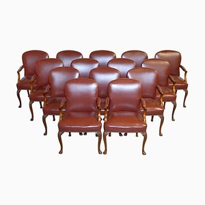 Leather Chairs from Princess Diana's Family Home, Spencer House Painted Room, Set of 14