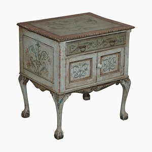 Hand Painted Side Table or Cupboard with Claw & Ball Feet, 1900s
