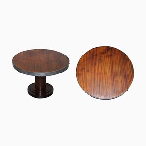 Studded Hardwood Coffee or Side Table with Wrought Iron Strap Work