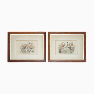 Watercolor Paintings by H Brock Univited Guest, a Lion in the Path, 1894, Set of 2