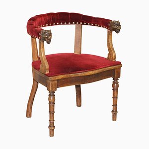 Antique Regency Oak Carved Bergere Armchair