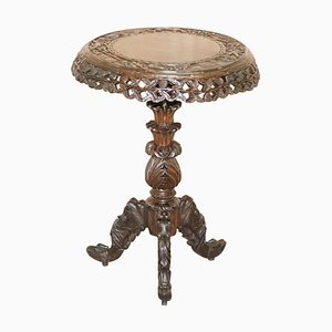 Burmese Anglo-Indian Hardwood Occasional Side Table with Tilt Top, 1880s