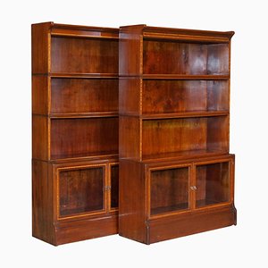 Antique Hardwood Satinwood & Walnut Legal Bookcases from William Baker Co., Set of 2