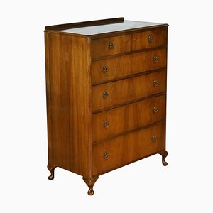Vintage Queen Anne Flamed Walnut Chest of Drawers from Beithcraft