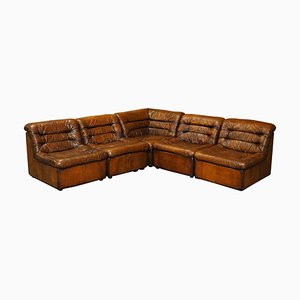 Modulares Braunes Ecksofa aus Leder von de Sede, 1960er