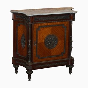 19th-Century French Walnut Sideboard with Marble Top & Bronze Mounts