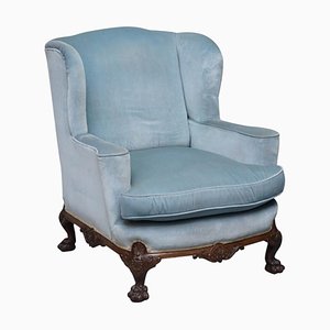 Fauteuil Victorien George II en Velours Bleu