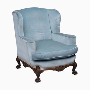 George II Viktorianischer Sessel aus Blauem Samt