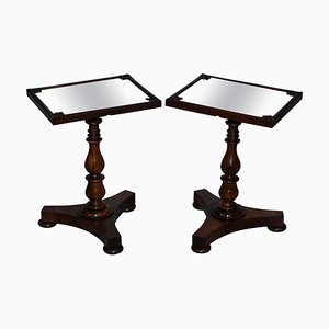 William IV Hardwood Side Tables with Mirrored Tops, 1830s, Set of 2