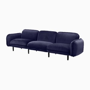 Bean 3-Sitzer Sofa aus blauem Velours von Emko