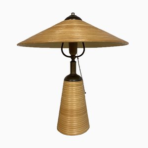Mid-Century Italian Bamboo and Brass Table Lamp