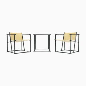 Würfelförmige FM60 Stühle & Tisch von Radboud van Beekum für Pastoe, 1980er, 3er Set