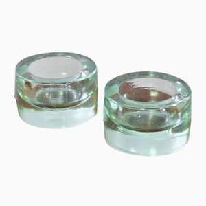 Round Thick Glass Ashtrays from Novalux, Set of 2