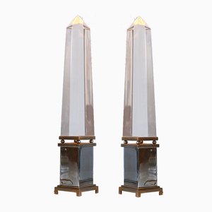 Acrylic Glass Obelisk Tischlampen von Sandro Petti für Maison Jansen, France, 2er Set