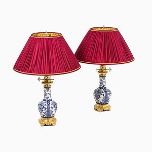 Lamps in Gien Porcelain and Gilt Bronze, 1880s, Set of 2