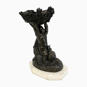 Vide-Poche en Bronze Représentant un Enfant et un Dauphin, Début 1800s