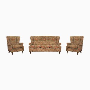 Butacas barrocas y sofá, años 50. Juego de 3
